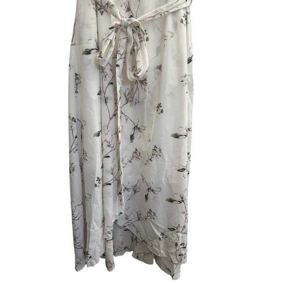 NWT Bloomchic Womens 14-16 Ivory Floral Faux Wrap Midi Dress Tie Belt Flutter - Picture 7 of 13